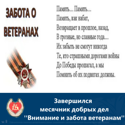 Месячник добрых дел для ветеранов Великой Отечественной войны 